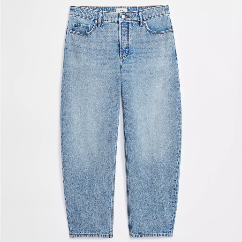 NWT Loft Rivete Mid Rise Barrel Jeans - Picture 4 of 7